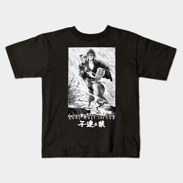 lone wolf and cub samurai Kids T-Shirt by Sparkledoom